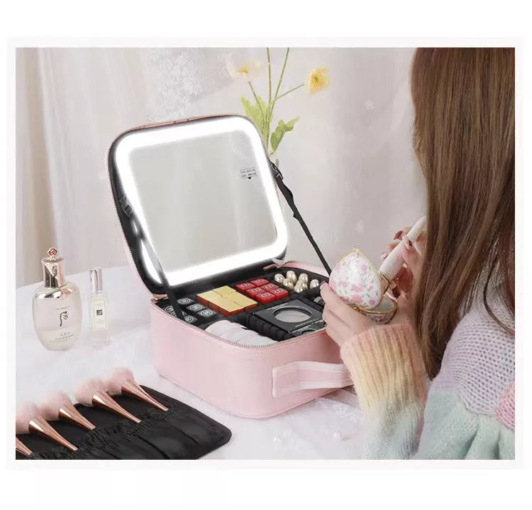 Portable Smart LED Cosmetic Case with Mirror